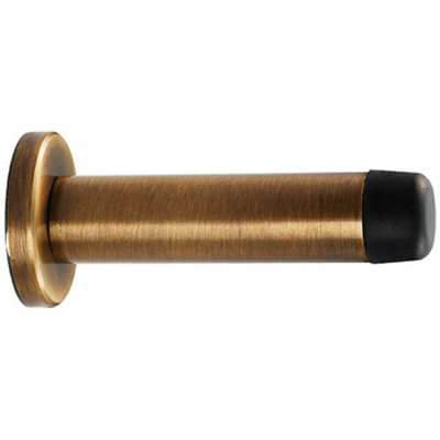 Rubber Tipped Doorstop Cylinder With Rose Wall Mounted 70mm Antique Brass from B&Q