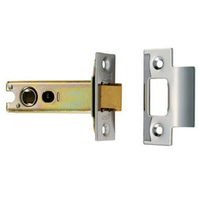 76mm Heavy Sprung Tubular Latch Square Satin Stainless Steel Door Latch from B&Q