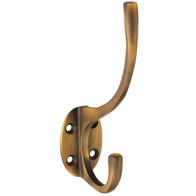 Victorian Hat & Coat Hook On Oval Backplate 64mm Projection Antique Brass from B&Q