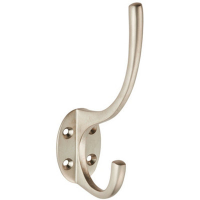 Victorian Hat & Coat Hook On Oval Backplate 64mm Projection Satin Nickel from B&Q