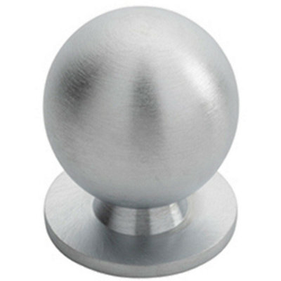 B&Q -  Solid Ball Cupboard Door Knob 25mm Diameter Satin Chrome Cabinet Handle