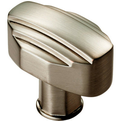 B&Q -  Square Cabinet Door Knob Geometric Design 30 X 20mm Satin Nickel