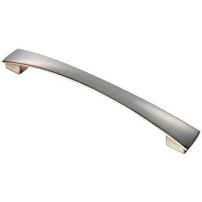 B&Q -  Curved Bow Pull Handle 218.5 X 26mm 192mm Fixing Centres Satin Nickel