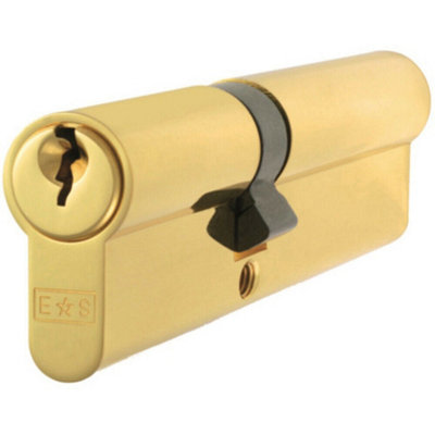  - 70mm Euro Double Cylinder Lock Keyed To Differ 5 Pin Polished Brass Door