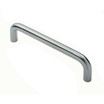 B&Q -  Round D Bar Pull Handle 22mm Dia 150mm Fixing Centres Satin Stainless Steel