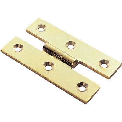 Pair 63 X 38 X 2mm H Pattern Cabinet Hinge Polished Brass Cupboard Door from B&Q