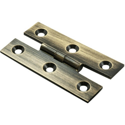 Pair 63 X 38 X 2mm H Pattern Cabinet Hinge Antique Brass Cupboard Door from B&Q