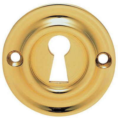 B&Q 42Mm Standard Keyhole Profile Escutcheon Rounded Ridge Stainless Brass