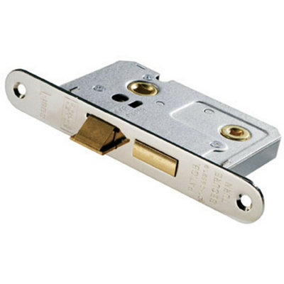 Locking Bathroom Door Sashlock Latch Radius Forend 64mm Nickel Plated from B&Q