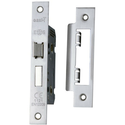 Locking Bathroom Door Sashlock Latch Square Forend 64mm Satin Nickel from B&Q