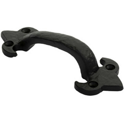 B&Q -  Traditional Forged Iron Pull Handle 132 X 50mm Black Antique Door Handle