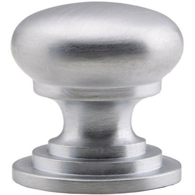 B&Q -  Victorian Round Cupboard Door Knob 38mm Dia Satin Chrome Cabinet Handle