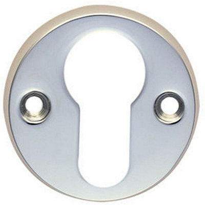 B&Q 45Mm Euro Profile Open Escutcheon 8Mm Depth Polished Chrome Keyhole Cover