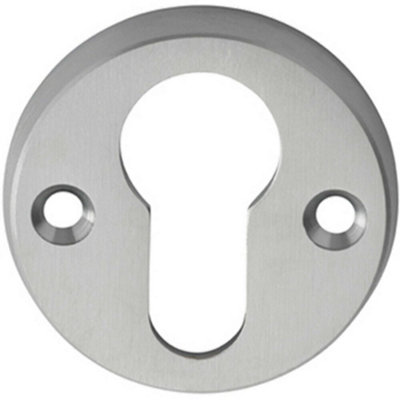 B&Q 45Mm Euro Profile Open Escutcheon 8Mm Depth Satin Chrome Keyhole Cover