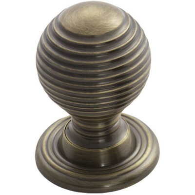 B&Q -  Textured Reeded Ball Cupboard Door Knob 23mm Dia Florentine Bronze Handle