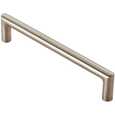 Loops Mitred Round Bar Pull Handle 138 X 10mm 128mm Fixing Centres Satin Steel from B&Q