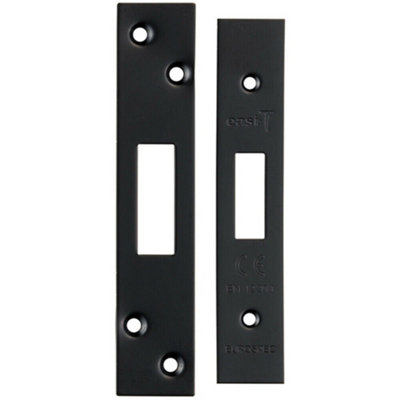  - Square Forend Strike And Fixing Pack Suitable For Deadlocks Matt Black