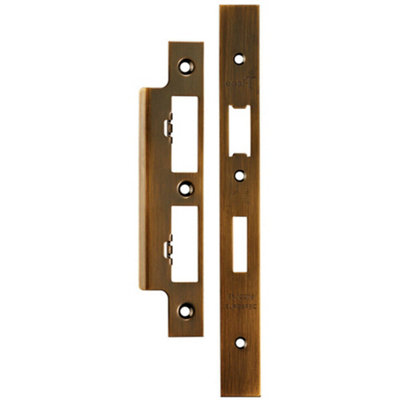  - Forend Strike & Fixing Pack For Din Euro Sash & Bathroom Lock Antique Brass