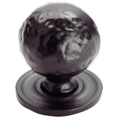B&Q -  Hammered Ball Cupboard Door Knob 33mm Diameter Black Antique Cabinet Handle