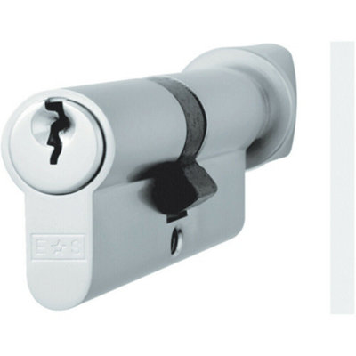 60mm Euro Cylinder & Thumbturn Lock Keyed To Differ 5 Pin Satin Chrome Door