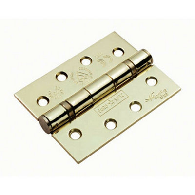 B&Q Pair 102 X 76 X 3Mm Ball Bearing Hinge Square Electro Brass Interior Door