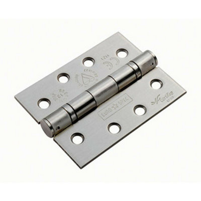 B&Q Pair 102 X 76 X 3Mm Ball Bearing Hinge Square Satin Steel Interior Door