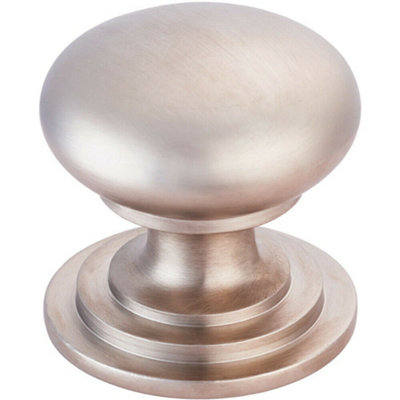 B&Q -  Victorian Round Cupboard Door Knob 38mm Dia Satin Nickel Cabinet Handle