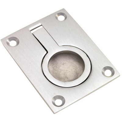 Loops Flush Ring Recessed Pull Handle 63 X 48.5mm 8.5mm Depth Satin Chrome from B&Q