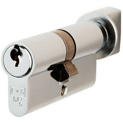  - 70mm Euro Cylinder & Thumbturn Lock Keyed To Differ 5 Pin Polished Chrome