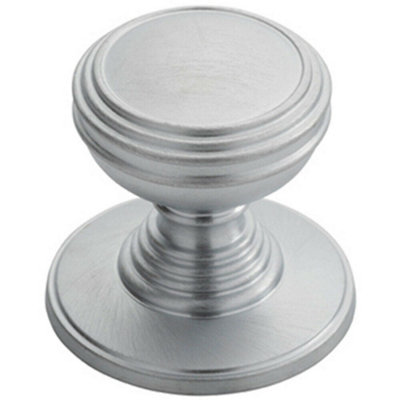 B&Q -  Ringed Tiered Cupboard Door Knob 30mm Diameter Satin Chrome Cabinet Handle