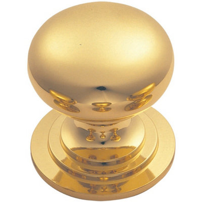Loops Victorian Round Cupboard Door Knob 42mm Dia Polished Brass Cabinet Handle from B&Q