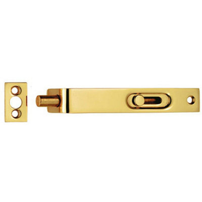 Sunk Slide Flush Door Bolt With Flat Keep Plate 102 X 17mm Polished Brass from B&Q