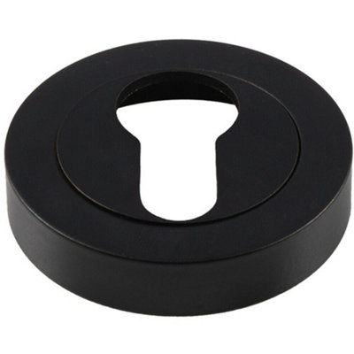 50mm Euro Profile Round Escutcheon Concealed Fix Matt Black Keyhole Cover from B&Q