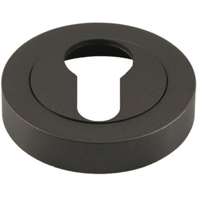 50mm Euro Profile Round Escutcheon Concealed Fix Matt Bronze Keyhole Cover from B&Q