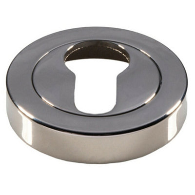 50mm Euro Profile Round Escutcheon Concealed Fix Polished Nickel Keyhole Cover from B&Q