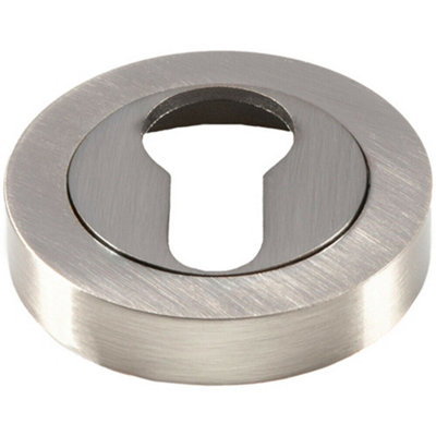 50mm Euro Profile Round Escutcheon Concealed Fix Satin Nickel Keyhole Cover from B&Q