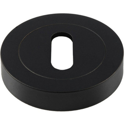  - 50mm Lock Profile Round Escutcheon Concealed Fix Matt Black Keyhole Cover