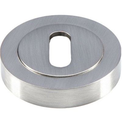  - 50mm Lock Profile Round Escutcheon Concealed Fix Satin Nickel Keyhole Cover