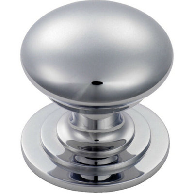 B&Q -  Victorian Round Cupboard Door Knob 42mm Dia Polished Chrome Cabinet Handle