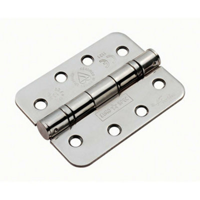 B&Q Pair 102 X 76 X 3Mm Ball Bearing Hinge Rounded Stainless Steel Interior Door