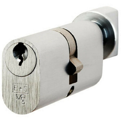  - 70mm Double Oval Cylinder & Thumbturn Lock Keyed To Differ 5 Pin Satin Chrome