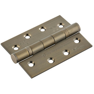  - Pair 102 X 76 X 3mm 13 Ball Bearing Hinge Antique Brass Interior Door