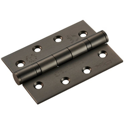 B&Q Pair 102 X 76 X 3Mm 13 Ball Bearing Hinge Matt Interior Door Bronze