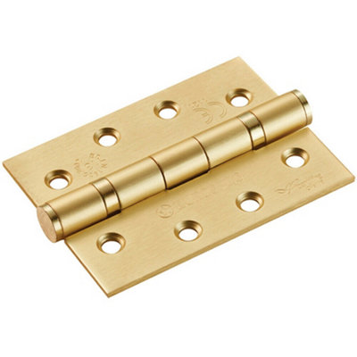  - Pair 102 X 76 X 3mm 13 Ball Bearing Hinge Satin Brass Interior Door