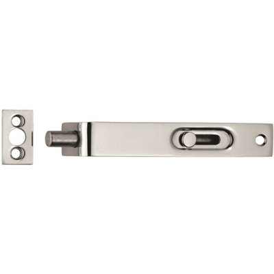 Sunk Slide Flush Door Bolt With Flat Keep Plate 102 X 17mm Polished Chrome from B&Q
