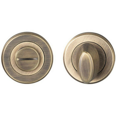  - Thumbturn Lock And Release Handle Beveled Edge Concealed Fix Antique Brass