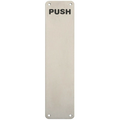  - Push Engraved Door Finger Plate 350 X 75mm Satin Stainless Steel Push Plate