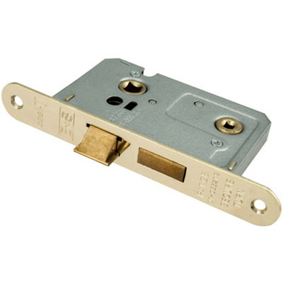 Locking Bathroom Door Sashlock Latch Radius Forend 64mm Electro Brassed from B&Q