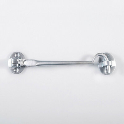Heavy Duty Cabin Hook & Eye Satin Chrome 152mm Arm Cabinet Hatch Lock from B&Q