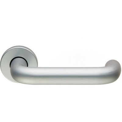 B&Q Pair 19Mm Round Bar Safety Lever On Round Rose Concealed Fix Satin Aluminium
